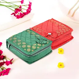 Kuber Industries Green & Red 2 Pieces Printed Wardrobe Jewellery Organisers-14