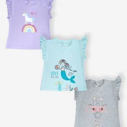 YUV Kids Pack Of 3 Graphic Printed Round Neck Cotton T-shirts-image-64