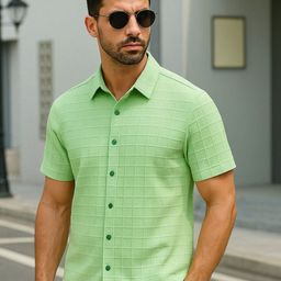 Metronaut Men Classic Fit Textured Spread Collar Casual Shirt-picture-33