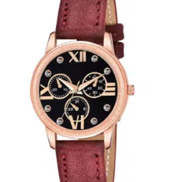 Miss Perfect Unisex Textured Round Dial & Leather Textured Straps Analogue Watch HJ43-picture-25