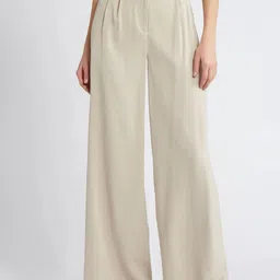 FNOCKS Women Comfort Loose Fit High-Rise Pleated Formal Trousers-picture-29