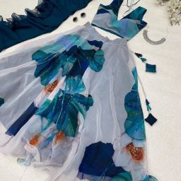 Digital Print Semi Stitched Lehenga & Crop Top-image-62