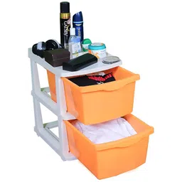 Parasnath Orange 2-Layer Drawer Multi-Utility Organisers with Wheels image 3