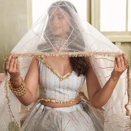 DIVASTRI Embellished Thread Work Semi-Stitched Lehenga & Unstitched Blouse With Dupatta image 5