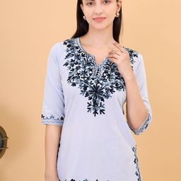 ZREMA Floral Embroidered Thread Work Handloom Thread Work Kurti-image-86