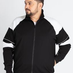 UNSIZED Men Plus Size Colourblocked Front-Open Sweatshirt-picture-34