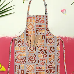 ArtzFolio Grey & Yellow Printed Cotton Aprons-36