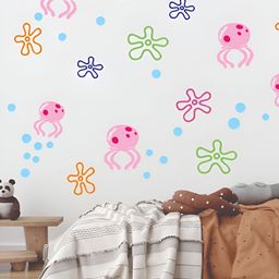 CVANU 51Pcs Pink & Blue Printed Self-Adhesive Wall Sticker-picture-48
