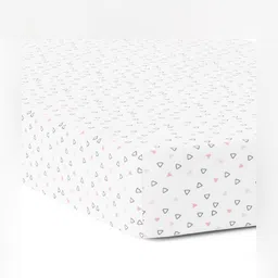 The White Cradle Pink & White Geometric Printed 120 TC Cotton Fitted Crib Bedsheet-image-66