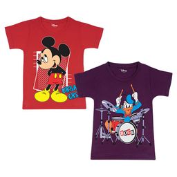 Disney By Miss and Chief Boys Pack of 2 Mickey Mouse Bio Finish Printed Cotton T-shirts-image-42