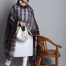 LOOM LEGACY Striped Art Silk Dupatta image 2