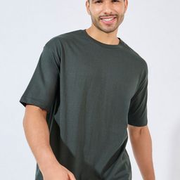 Men Solid Cotton Rich Oversized T-Shirt-image-82