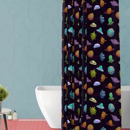 ArtzFolio Black & Purple Printed Waterproof Shower Curtain-image-100