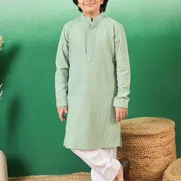 Sangria Boys Chikankari Embroidered Kurtas-image-9