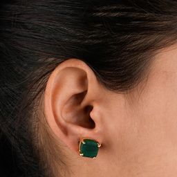 TOTAPARI Gold Plated Onyx Studded Contemporary Studs Earrings-81