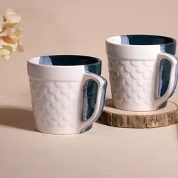 Storepedia White & Blue Solid Ceramic Glossy Cups Set of Cups and Mugs-image-34