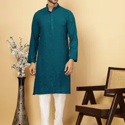 FABINALIV Men Thread Work Kurta-image-27