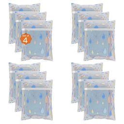 Kuber Industries White & Blue 12 Pieces Drop Printed Reusable Laundry Bags With Zipper-54