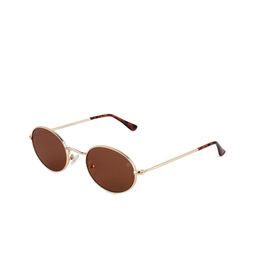 HASHTAG EYEWEAR Women Brown Lens & Gold-Toned Oval Sunglasses with-23