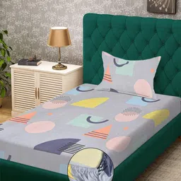 KLOTTHE Grey Geometric Polycotton Single Bedsheets-picture-19