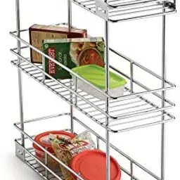 Utensil Kitchen Rack Modular kitchen pullout basket 6x20x21 inch cabinet storage drawer Steel-image-2