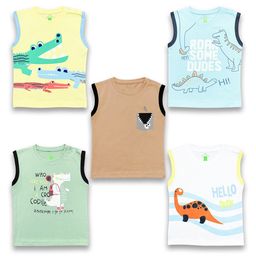 YUV Kids Pack Of 5 Graphic Printed Round Neck Cotton T-shirts-36