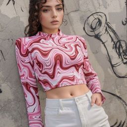 VANGULL Abstract Printed High Neck Crop Top-picture-33