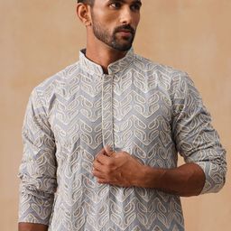 Jompers Floral Embroidered Mandarin Collar Thread Work Straight Kurta-image-20