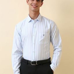 Allen Solly Men Slim Fit Vertical Striped Spread Collar Pure Cotton Formal Shirt-picture-28