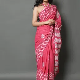 Pinkcity Trade World Floral Pure Cotton Block Print Saree-picture-28