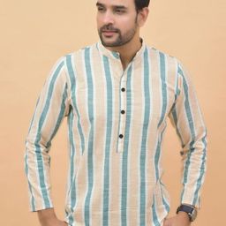 Anouk Rustic Men Striped Regular Pure Cotton Kurta with Trousers-picture-11