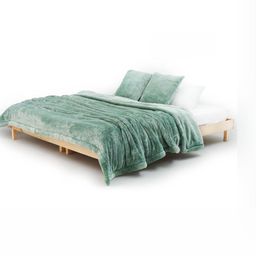 Zarf Sea Green 3 Pcs Microfiber Heavy Winter Double Bed Quilt With Cushion Covers-picture-18