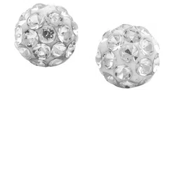 STUDEX Stainless Steel Silver-Plated Crystal Studded Circular Shaped Studs-17