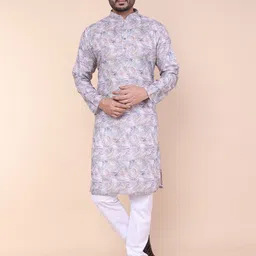 W & G Men Ethnic Motifs Printed Regular Kurta with Churidar-picture-43