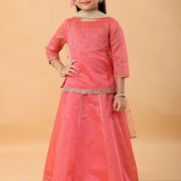 MASTARANG Girls Embroidered Ready to Wear Lehenga & Blouse With Dupatta-picture-17