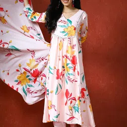 QSH Embroidered Floral Beads and Stones Kurta Sets-picture-0