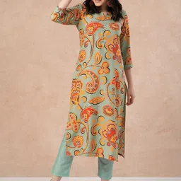 GoSriKi Women Floral Printed Regular Kurta with Trousers-image-83