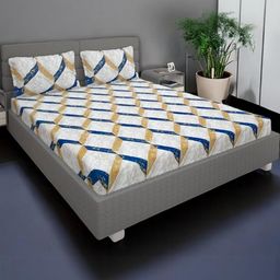 King Size Double Bed Elastic Fitted Bedsheet with 2 Pillow Cover-14