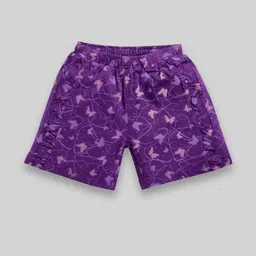 Awbabie Girls Blue & Purple Butterfly Printed Cotton Mid-Rise Shorts-picture-16