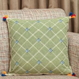 Myntra Elegant Homes Garden Mlange Green & Blue Printed Cotton Square Cushion Cover-image-55