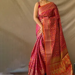 all about you Woven Design Zari Pure Silk Patola Saree-picture-57