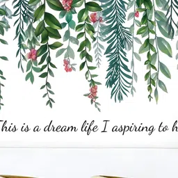 INDIAN ROYALS Green & Pink Botanical Printed Self-Adhesive & Durable Wall Sticker-image-98
