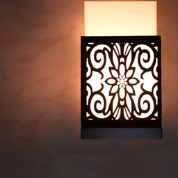 Gojeeva Black & White Textured Wooden Square Shaped Wall Lamp-3