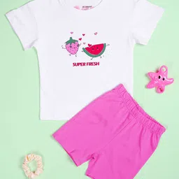 BE AWARA Girls Fruit Graphic Printed Pure Cotton T-Shirt With Shorts-image-62