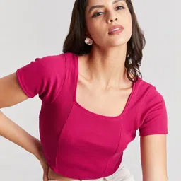 The Cloth Crow Women Square Neck Cotton Crop Top-picture-26