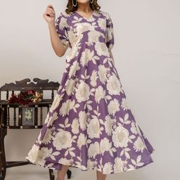 Nayo Women Floral Print Fit & Flare Midi Dress-image-11