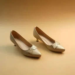 Ozuri Embellished Party Kitten Pumps with Bows-84