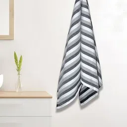 Aura Grey & White 1 Striped Cotton 210 GSM Bath Towel-55