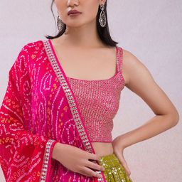 DIVASTRI Embellished Sequinned Semi-Stitched Lehenga & Unstitched Blouse With Dupatta image 3