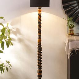 Devansh Brown & Black Wooden Floor Lamp-57